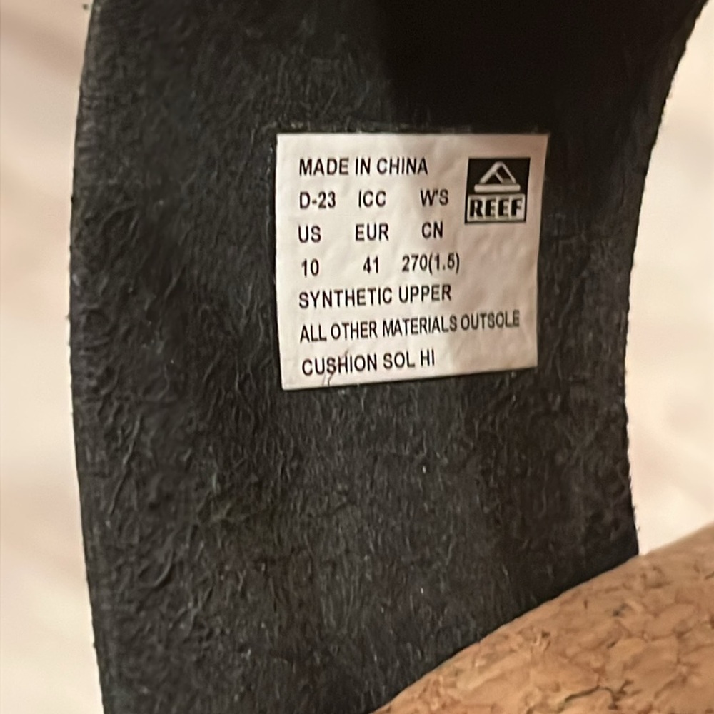 Reef cushion sol hi Black Sandals with Cork Footbed platform sole size 10 - Picture 10 of 10